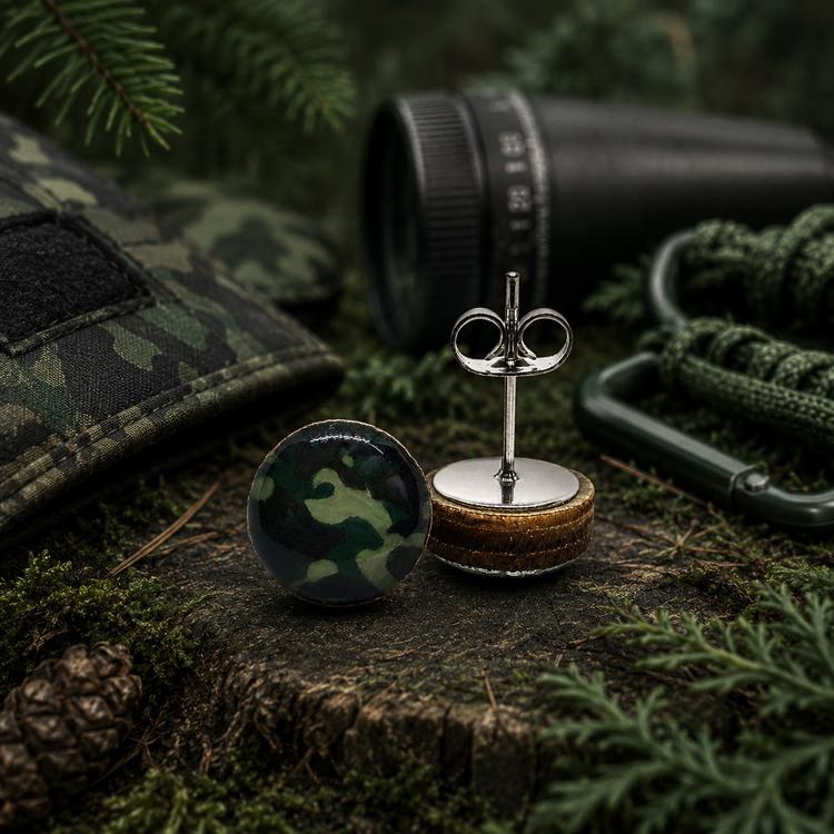 Forest Green Camo Stud Earrings by Candi Cove Designs