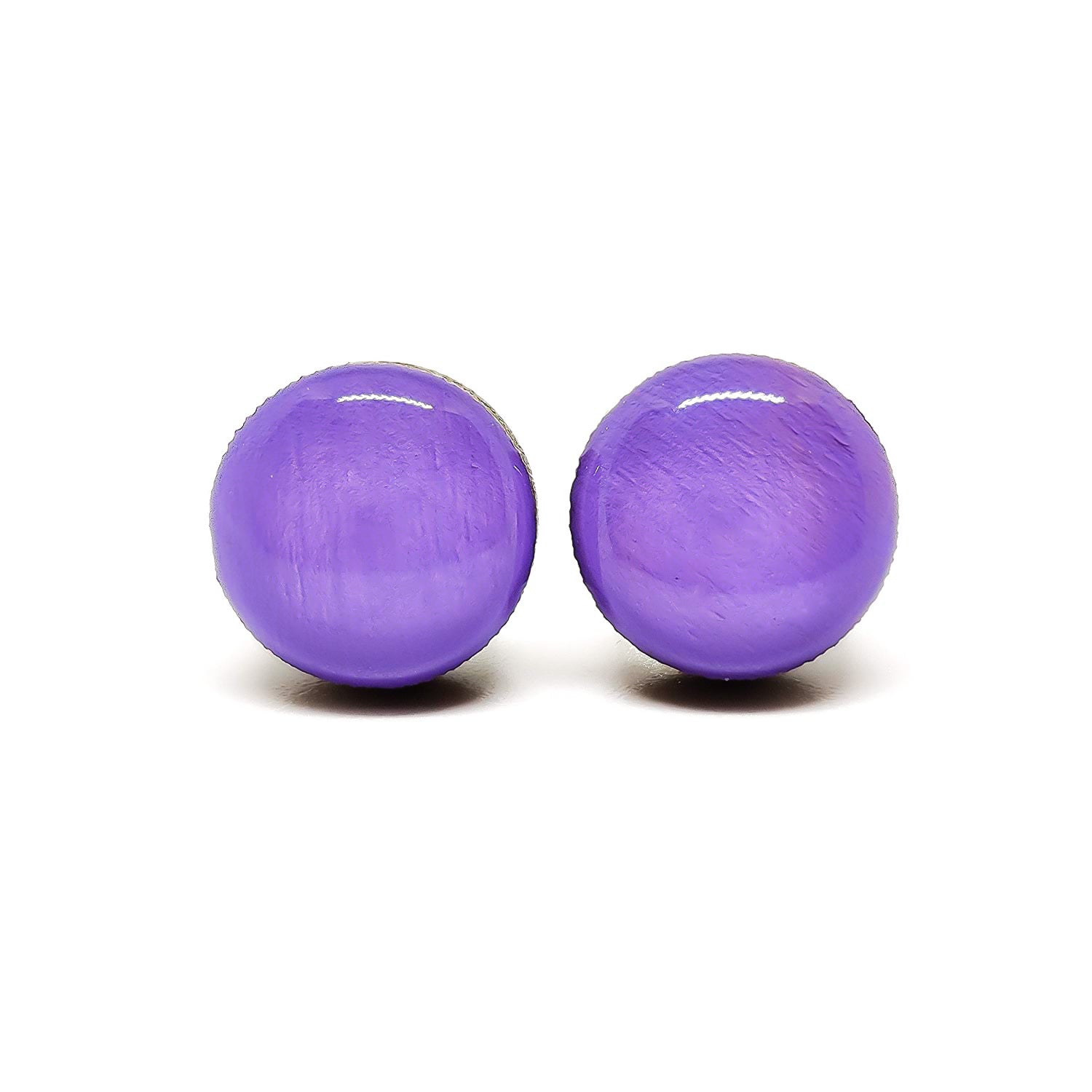 Stud Earrings, Lavender, 10 mm, Handmade, Stainless Steel Posts for Sensitive Ears - Candi Cove Designs  purple jade earrings, lavender stud earrings, lilac stud earrings, jade earrings, purple post earrings for women, lavender purple accessories jewelry, lavender earrings for women under 20, daphne earrings, lavender ball earrings, dot earrings, circle earrings, large stud earrings, button earrings, 