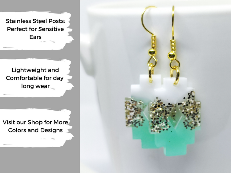 Sea Glass Resin Dangle Earrings by Candi Cove Designs