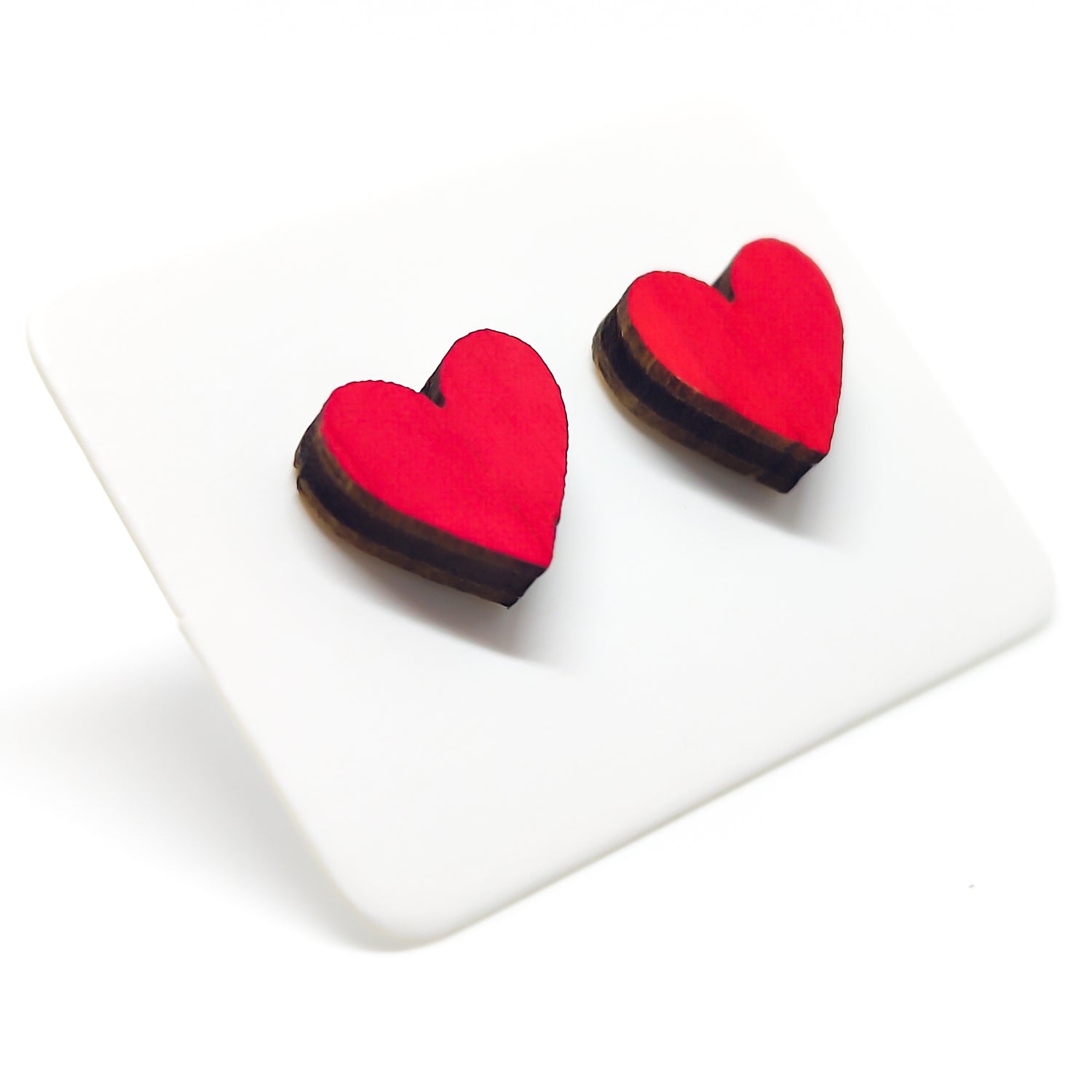 Red Heart stud earrings valentines candi cove designs