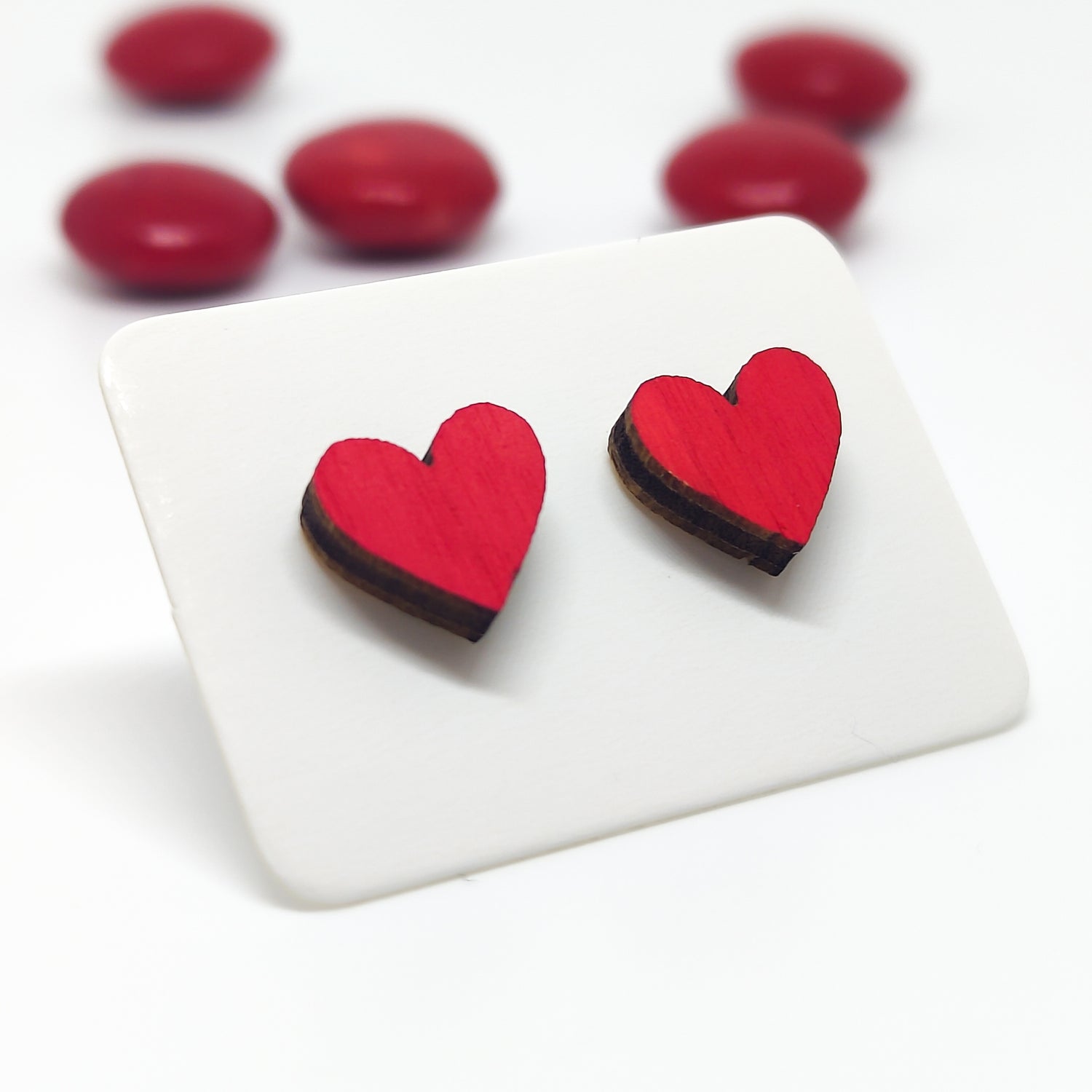 Red Heart stud earrings valentines candi cove designs