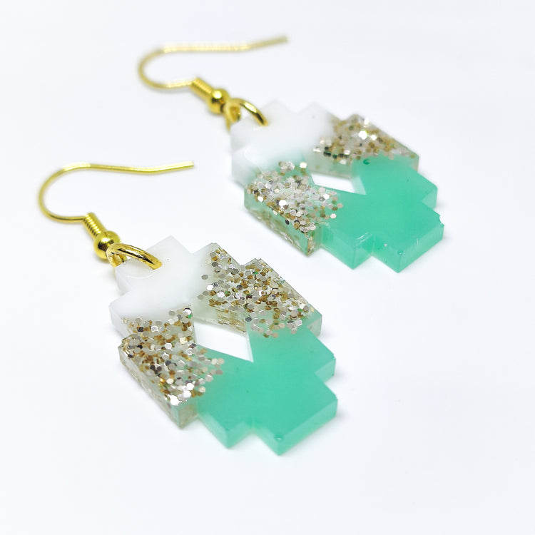 Sea Glass Resin Dangle Earrings by Candi Cove Designs