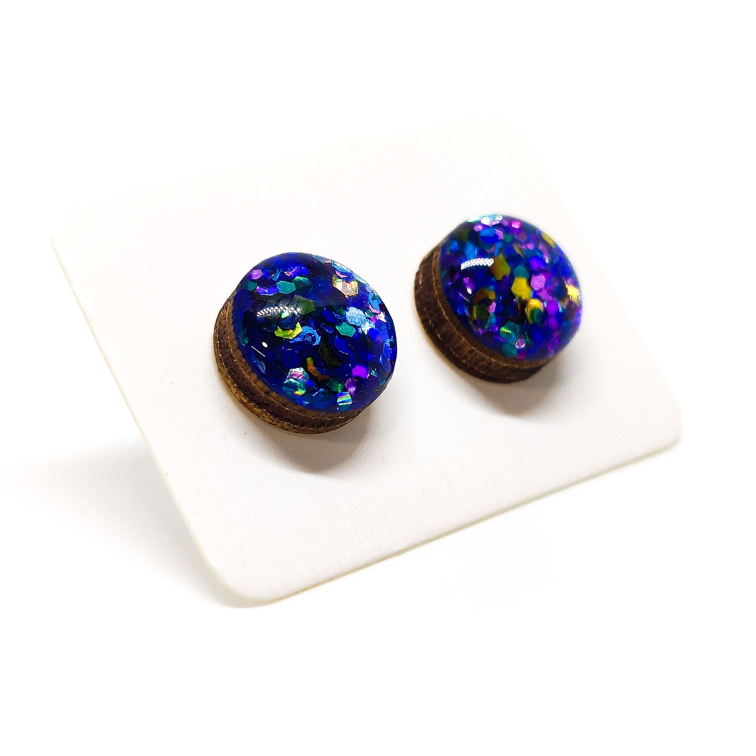 peacock sparkle multiglitter stud earrings by candi cove designs everyday simple stud earrings for sensitive ears