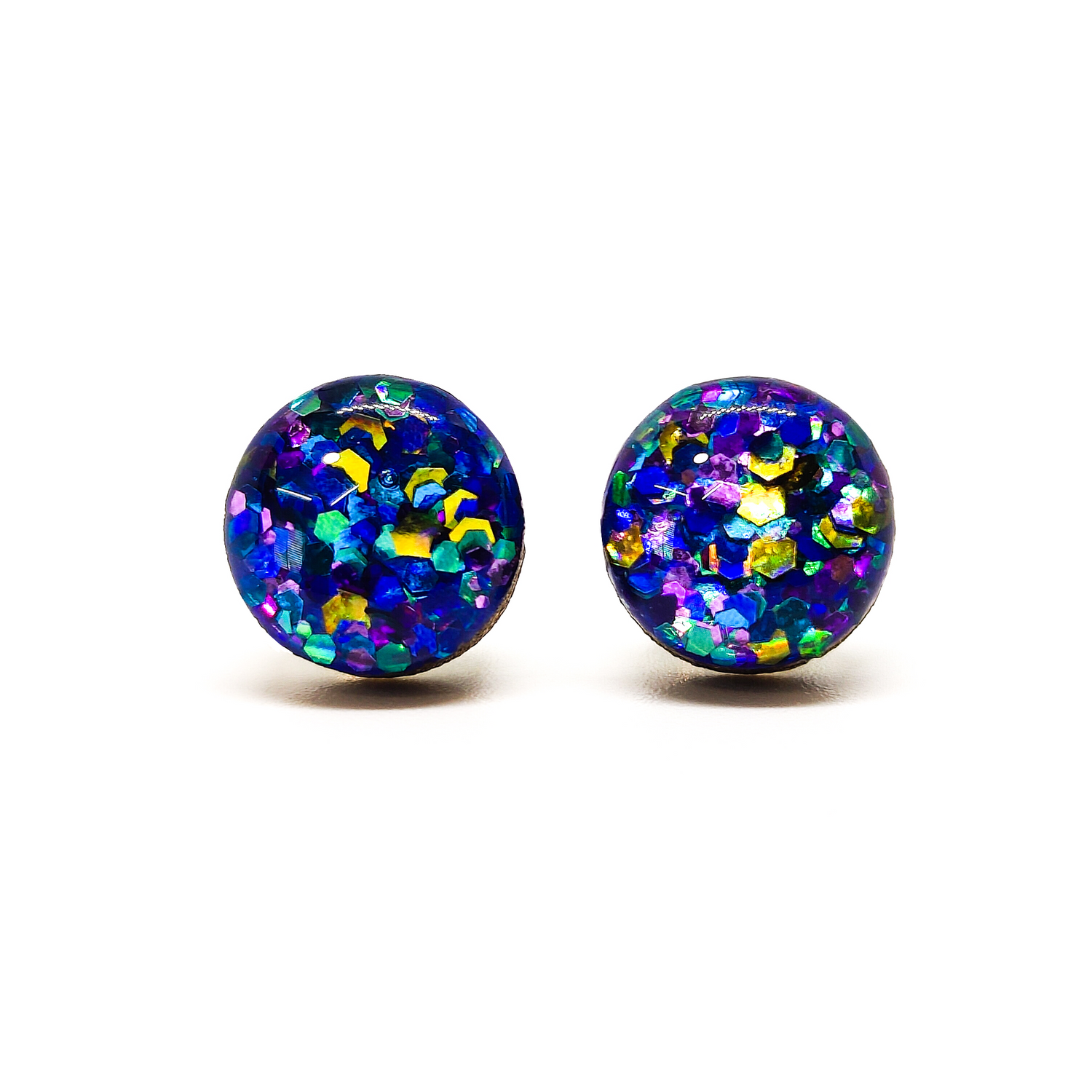 peacock sparkle multiglitter stud earrings by candi cove designs everyday simple stud earrings for sensitive ears