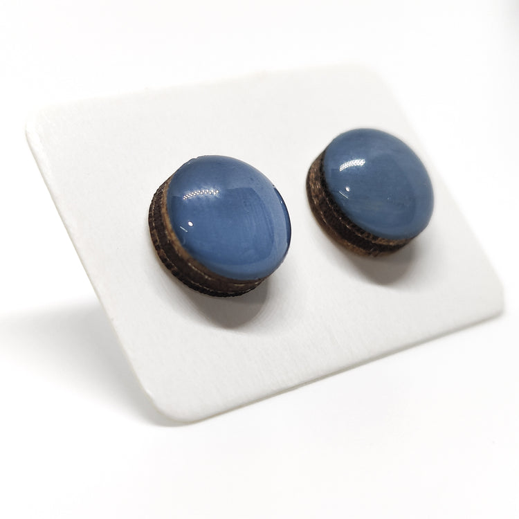 blue denim jean blue stud earrings by candi cove designs everyday simple stud earrings for sensitive ears