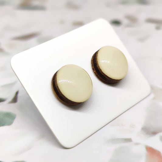 Champagne Off White Earrings | Color Dot Stud Earrings | Resin Earrings | Everyday Earrings | Small Studs | Colorful Earrings | Neutral Circle Studs by Candi Cove Designs