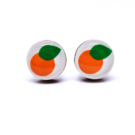 citrus orange stud earrings by candi cove designs everyday simple earrings for sensitive ears