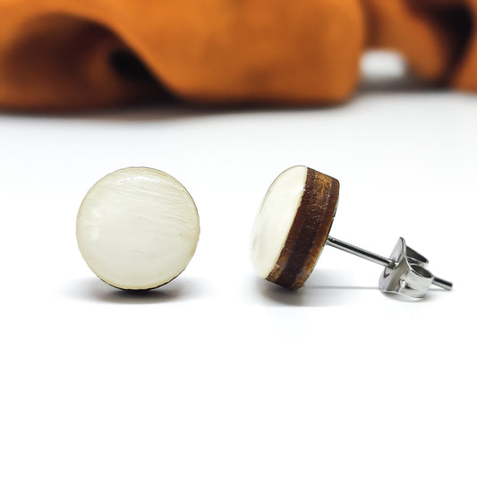 cream stud earrings by candi cove designs everyday simple stud earrings for sensitive ears