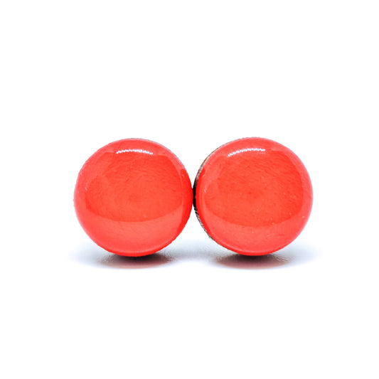 Stud Earrings, Coral, 10 mm, Handmade, Stainless Steel Posts for Sensitive Ears - Candi Cove Designs 