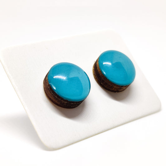 Stud Earrings, Desert Turquoise, 10 mm, Handmade, Stainless Steel Posts for Sensitive Ears - Candi Cove Designs 