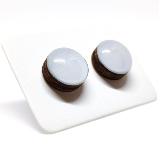 Light Grey 10mm Stud Earrings, Handmade, Posts for Sensitive Ears - Candi Cove Designs 