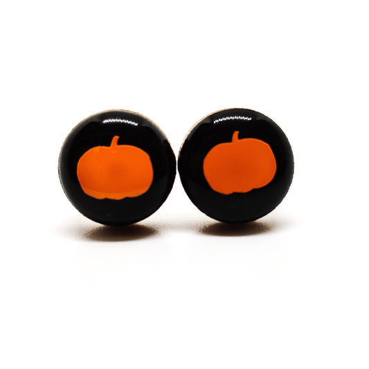 Stud Earrings, Pumpkin, 10 mm, Handmade, Stainless Steel Posts for Sensitive Ears - Candi Cove Designs 