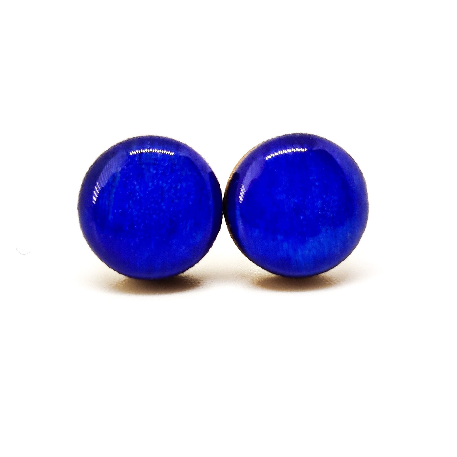 Stud Earrings, Royal Blue, 10 mm, Handmade, Stainless Steel Posts for Sensitive Ears - Candi Cove Designs 