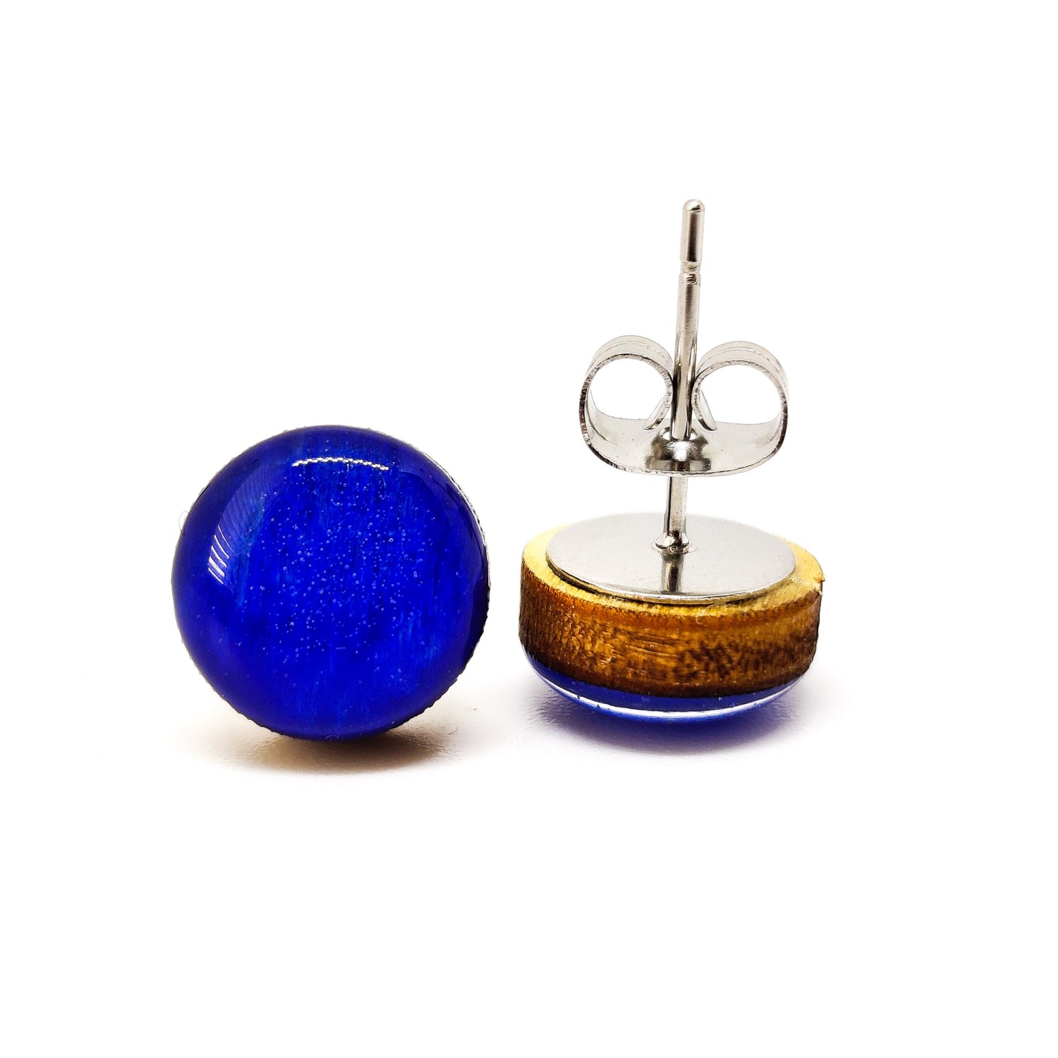 Stud Earrings, Royal Blue, 10 mm, Handmade, Stainless Steel Posts for Sensitive Ears - Candi Cove Designs 