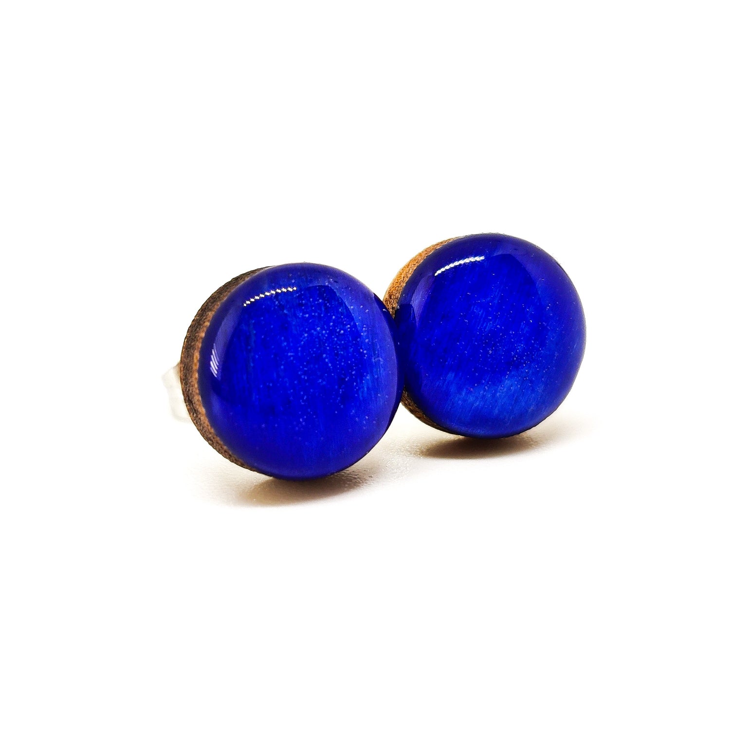 Stud Earrings, Royal Blue, 10 mm, Handmade, Stainless Steel Posts for Sensitive Ears - Candi Cove Designs 