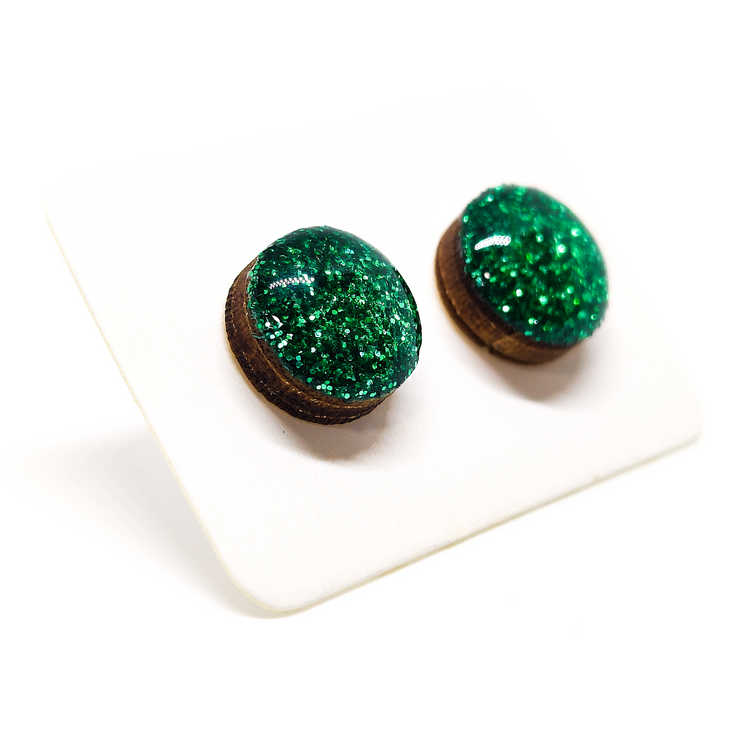 emerald sparkle stud earrings by candi cove designs everyday simple stud earrings for sensitive ears