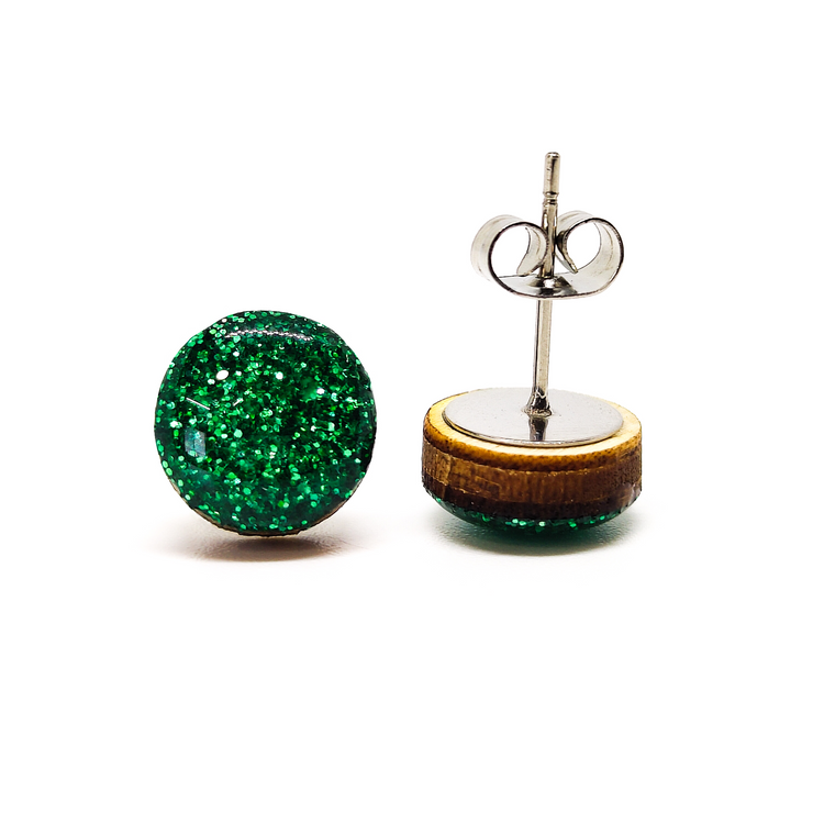 emerald sparkle stud earrings by candi cove designs everyday simple stud earrings for sensitive ears