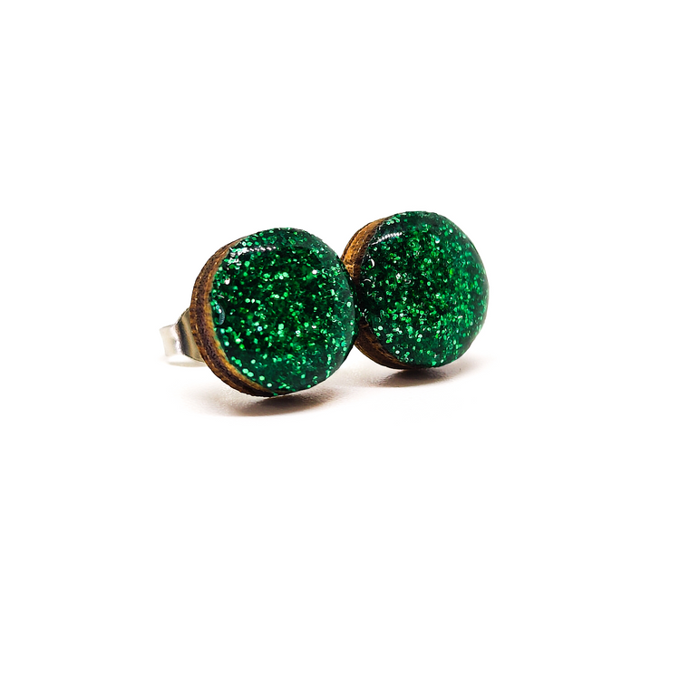 emerald sparkle stud earrings by candi cove designs everyday simple stud earrings for sensitive ears