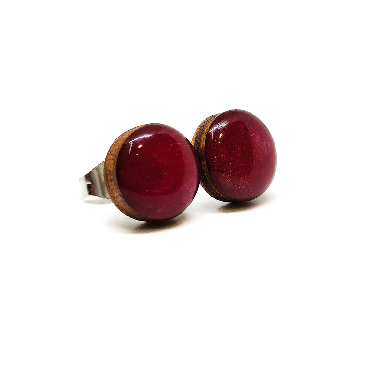 Deep Garnet Shimmer Stud Earrings by Candi Cove Designs