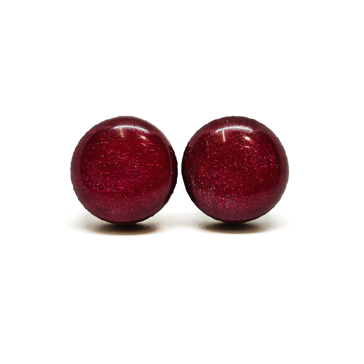 garnet shimmer stud earrings by candi cove designs everyday simple stud earrings for sensitive ears