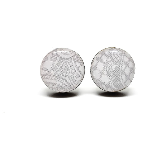 grey lace pattern stud earrings by candi cove designs everyday simple earrings for sensitive ears