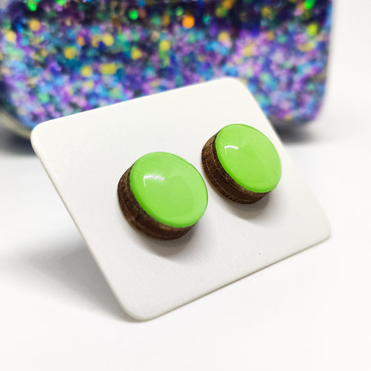 Lime Green Sorbet Stud Earrings by Candi Cove Designs