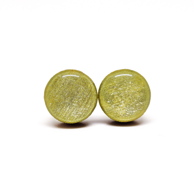 sage green shimmer stud earrings by candi cove designs everyday simple stud earrings for sensitive ears