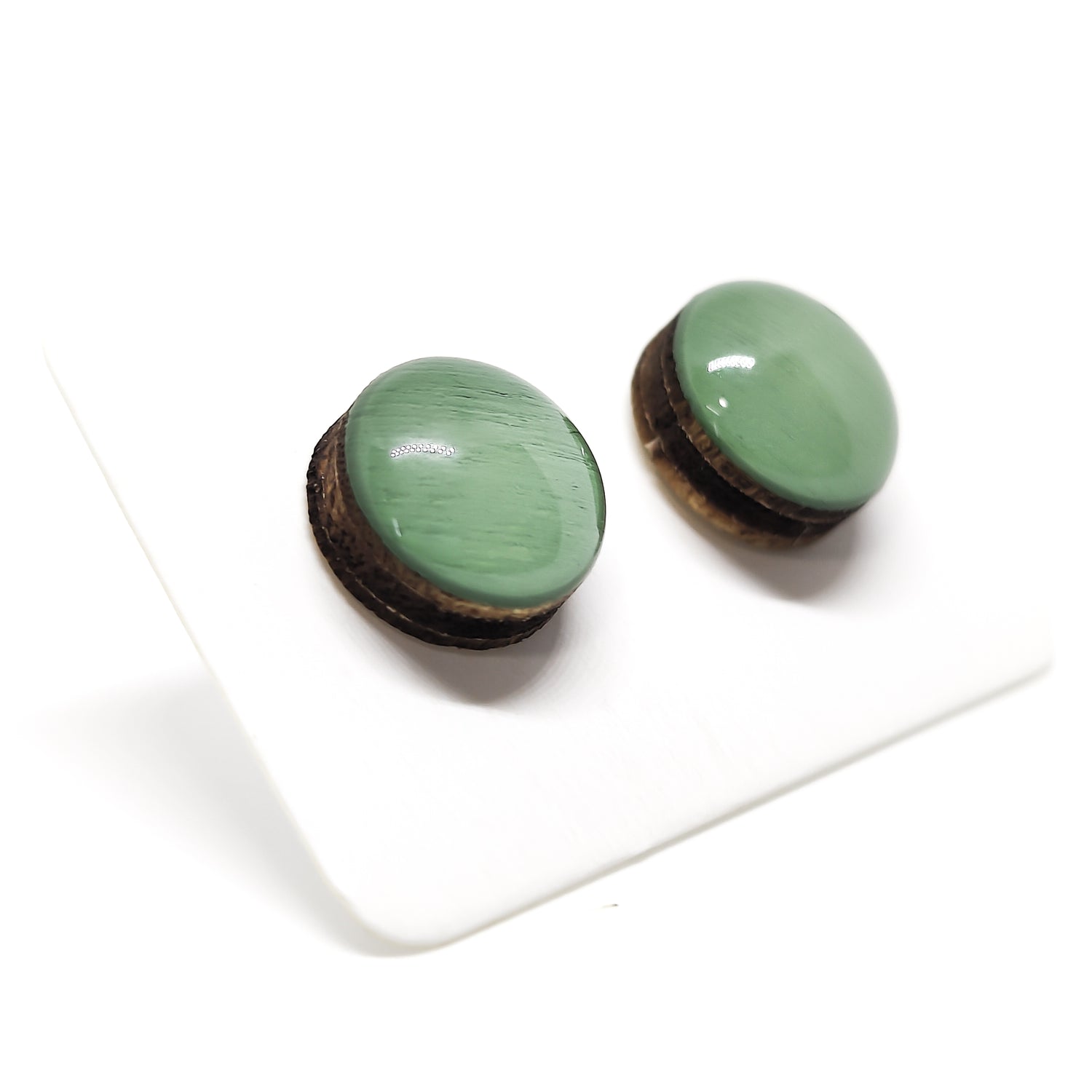 shrub green stud earrings by candi cove designs everyday simple stud earrings for sensitive ears