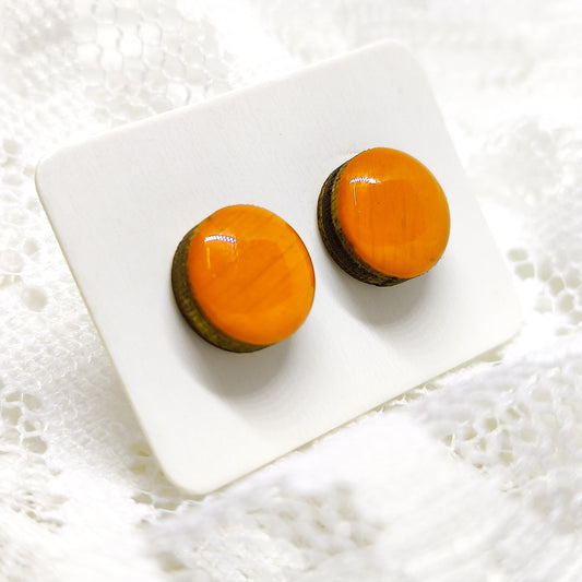 bright tangerine orange stud earrings by candi cove designs everyday simple stud earrings for sensitive ears