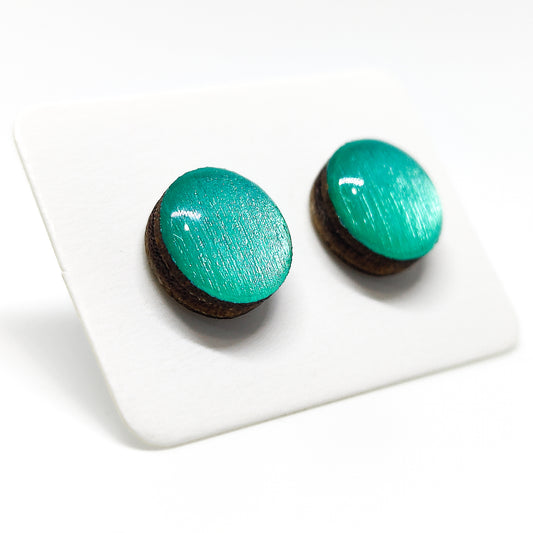 Teal Shimmer Stud Earrings | Color Dot Stud Earrings | Resin Earrings | Everyday Earrings | Small Studs | Colorful Earrings | Circle Studs by candi cove designs