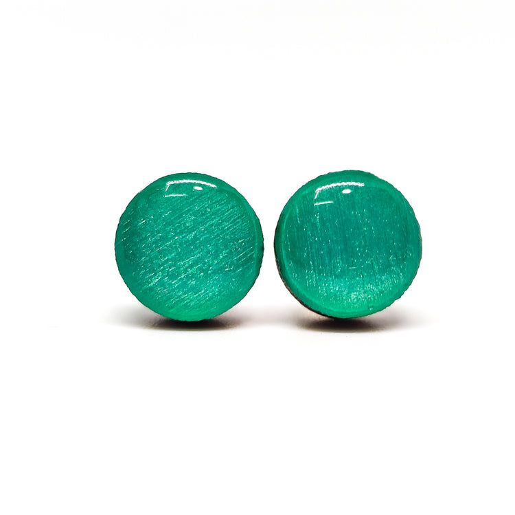 Teal Shimmer Stud Earrings | Color Dot Stud Earrings | Resin Earrings | Everyday Earrings | Small Studs | Colorful Earrings | Circle Studs by candi cove designs