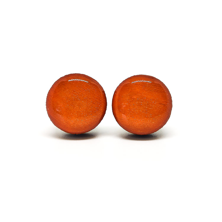 terracotta orange shimmer stud earrings by candi cove designs everyday simple stud earrings for sensitive ears